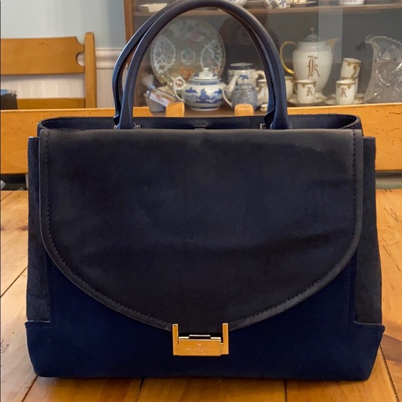 Kate Spade Hyde Park Sayra Bag Navy Blue Leather/Black Calf...
